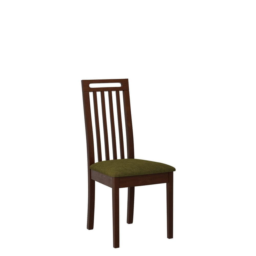 Veneti Jedálenská stolička s čalúneným sedákom ENELI 10 - orech / tmavá olivová